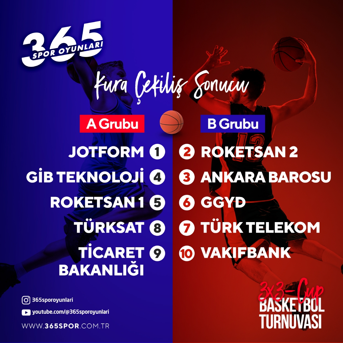 3x3-Cup Basketbol Turnuvası - 2023 Bahar Sezonu Kura Çekilişi Yapıldı.