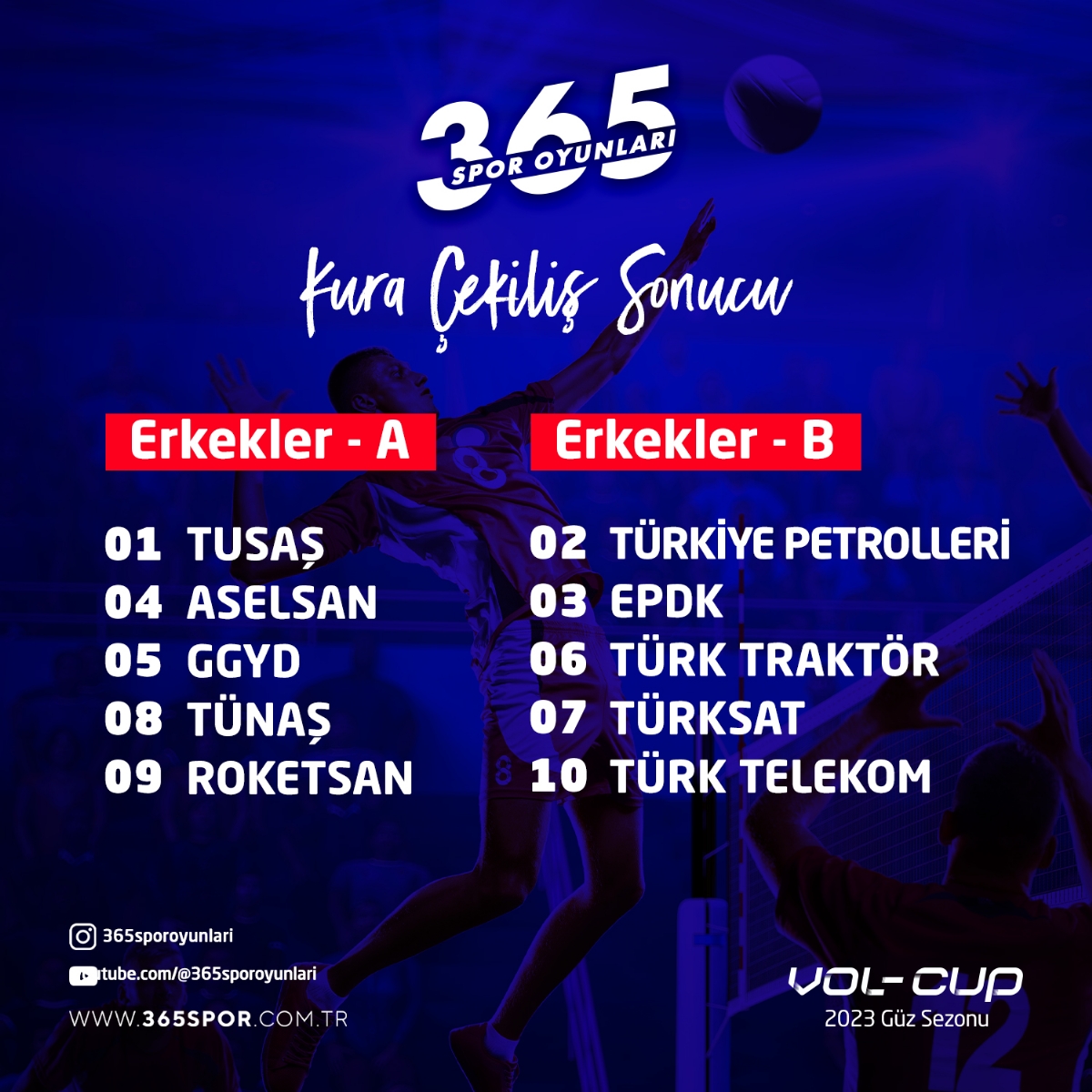 VOL-CUP 2023 Güz Sezonu Kura Çekilişi Yapıldı.